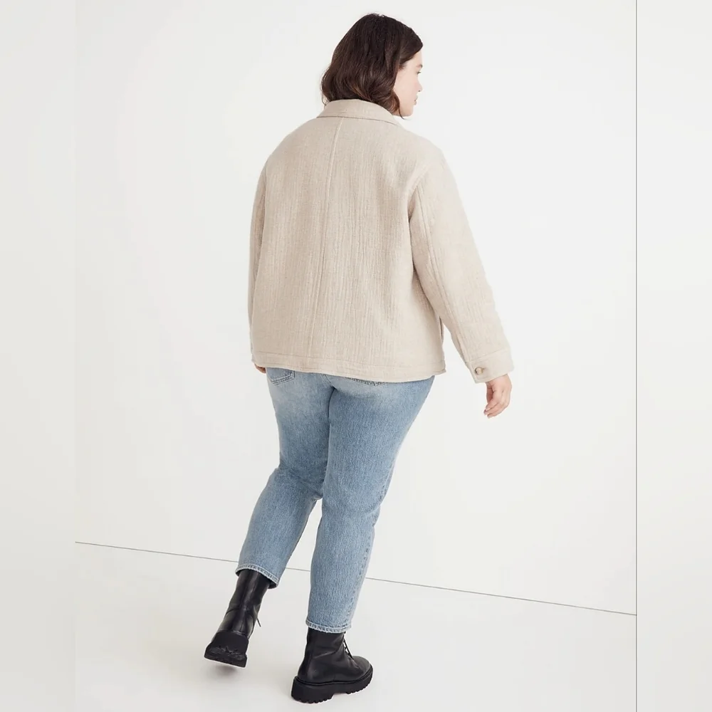 Madewell Clairmont Crop Jacket Plus Size 4X Heather Natural Wool Blend NEW!